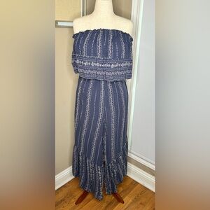 Blue strapless wide leg jumpsuit  by Japna Sz M